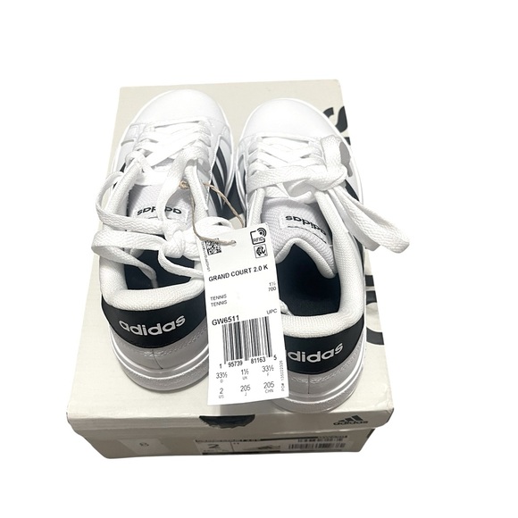 🌟🌟🌼NIB Adidas Grand Court 2.0 Classic White Sneakers with Black Stripes. Unisex - Picture 6 of 9